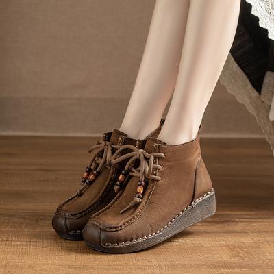 Vintage Damenschuhe - Runde Spitze, Nische, Schlicht, Vielseitig, Modische und Bequeme Stiefel