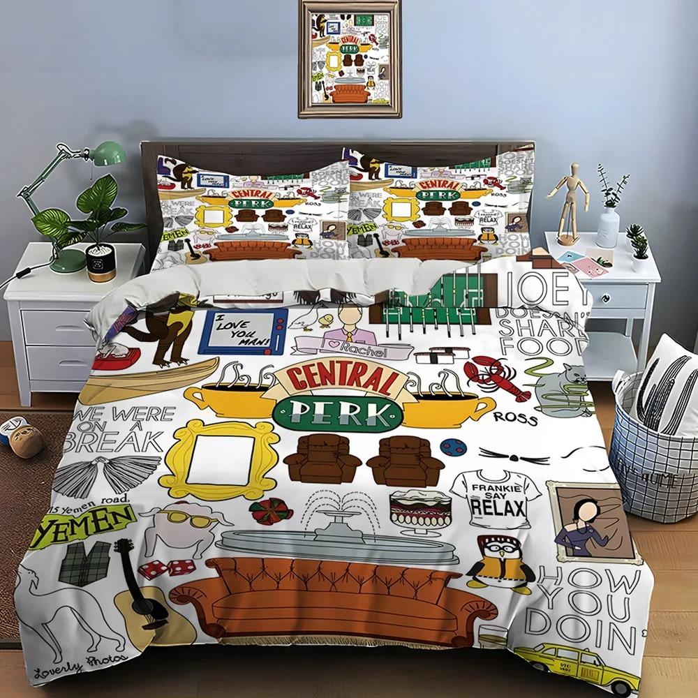 Funny Friends Print Bedding Set Duvet Cover 1 Duvet Cover 2 Pillowcases Adult And Children Bedding Set Luxury TV Show Pattern