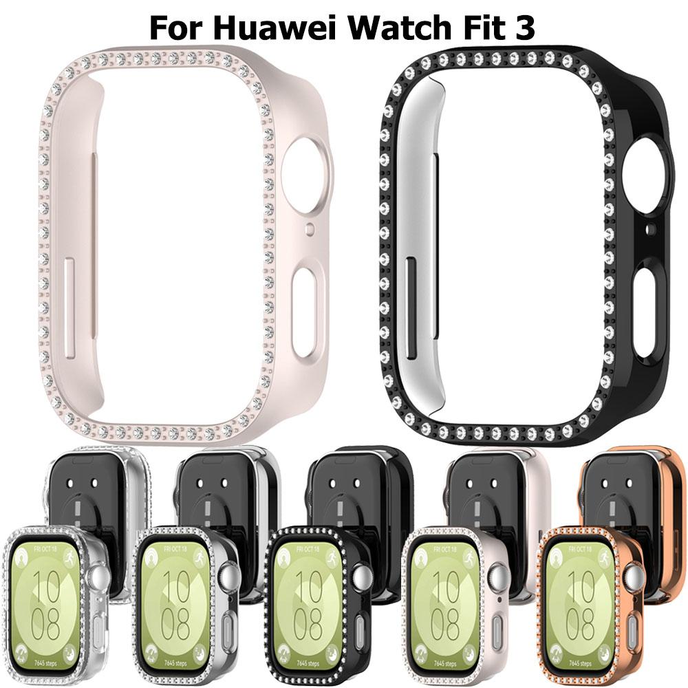 Bling PC Hollow Protector Case For Huawei Watch Fit 3 Diamond Crystal Case Hard Cover Fit3 Protective Watch Shell Fashion Bumper