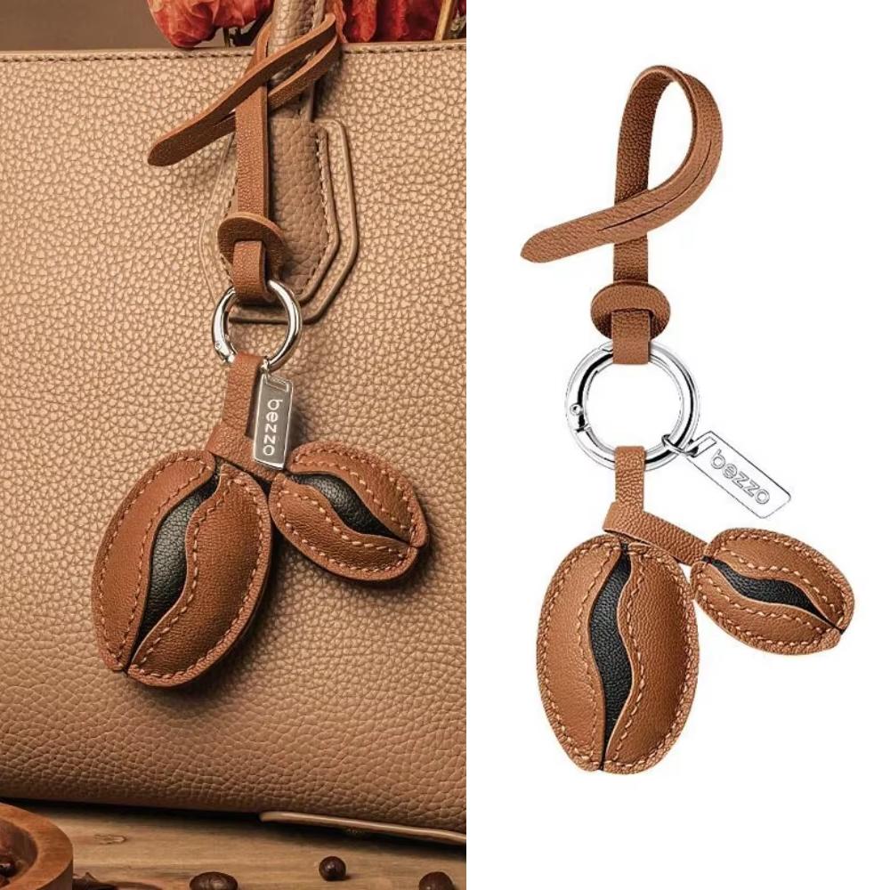 Cowhide Bag Charm Exquisite Coffee Bean String Pendant Keychain All-match Cute Backpack Pendant Bags Accessories Handbag