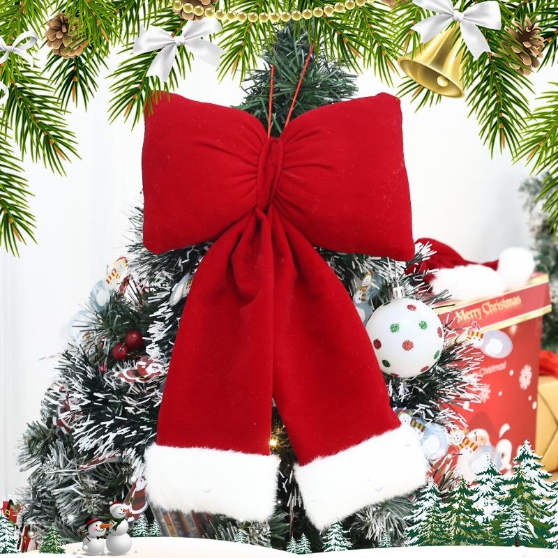 Christmas Red Velvet Bows DIY Wreaths Door Windows Ornaments Xmas Tree Hanging Pendants Home Wedding Party Decoration Supplies