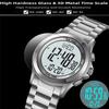 Skmei Mens Led Chronograph Bracelet Watches Luxury Stainless Steel Band 30M Waterproof Dual Time Zone Digital Sports Wristwatch