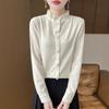 Stand-up Collar Fungus Edge Knitted Sweater Women's Spring and Autumn Sweater Shirt Bottoming Shirt Top Tide