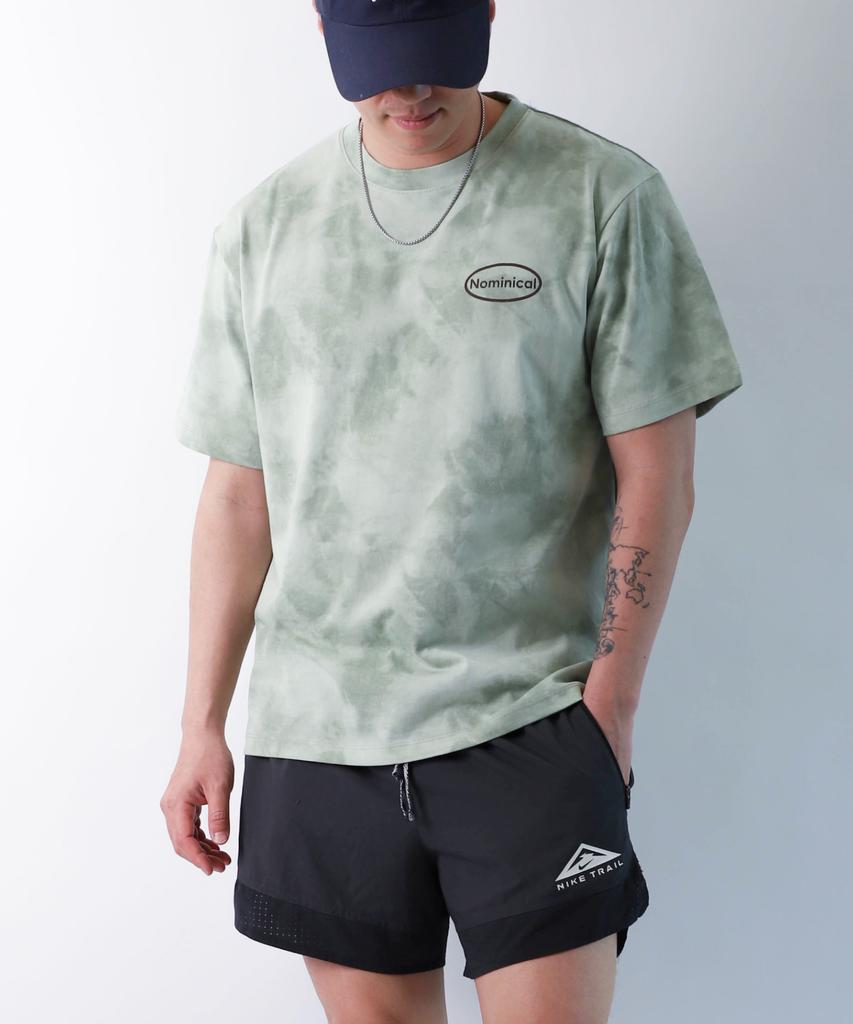 NOMINICAL Flowlight Tie-Dye Logo Print Short Sleeve T-Shirt (Green)