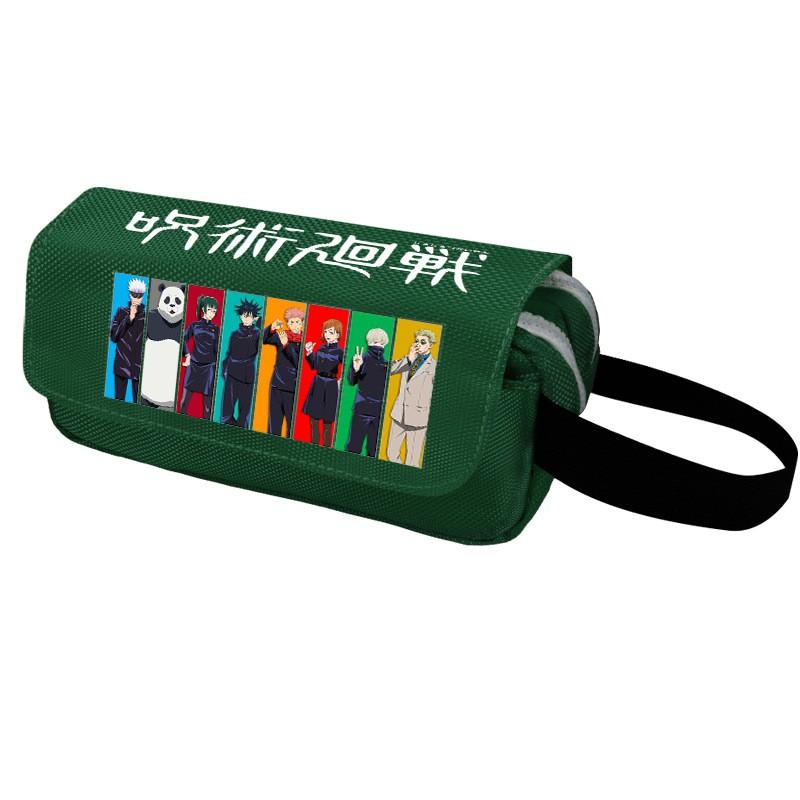 Anime Jujutsu Kaisen Pencil Case Double Zipper Large Capacity Canvas Stationery Organizer Students