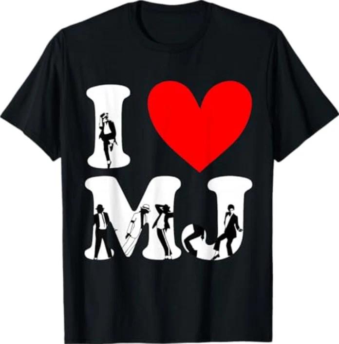 I Love Mj Vintage Fan Merch Red Heart Initials Design Mj Tshirt S