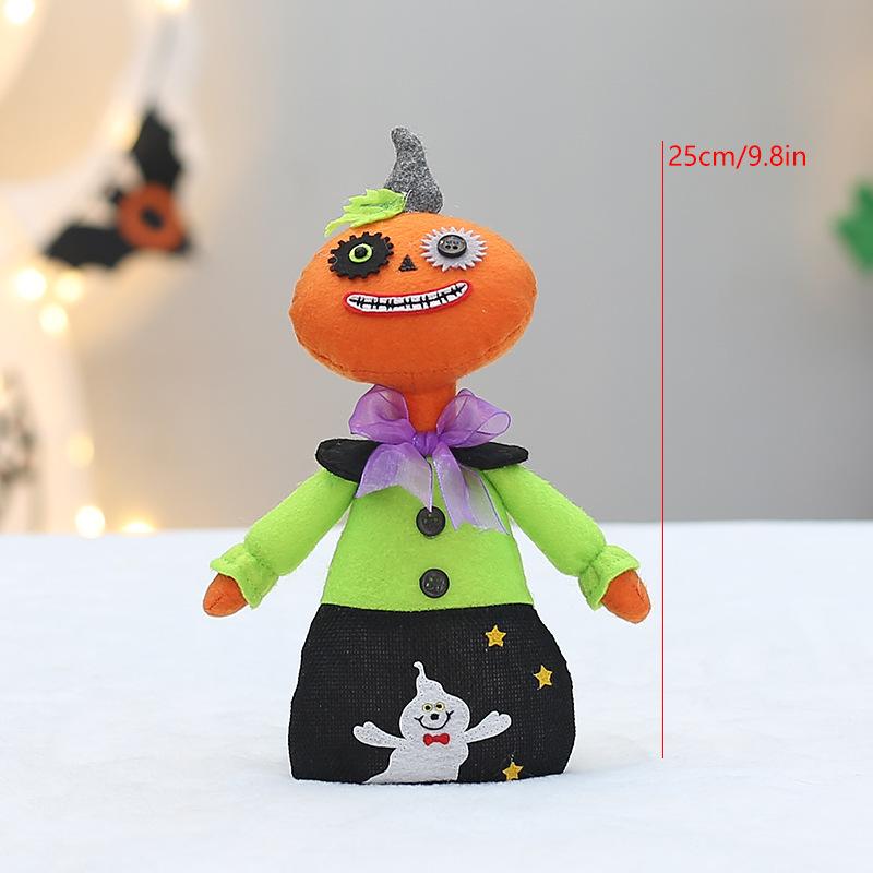 Cross-border Ghost Festival Halloween Party Decoration New Machine Embroidery Fabric Pumpkin Head Skull Witch Doll Set Ornament