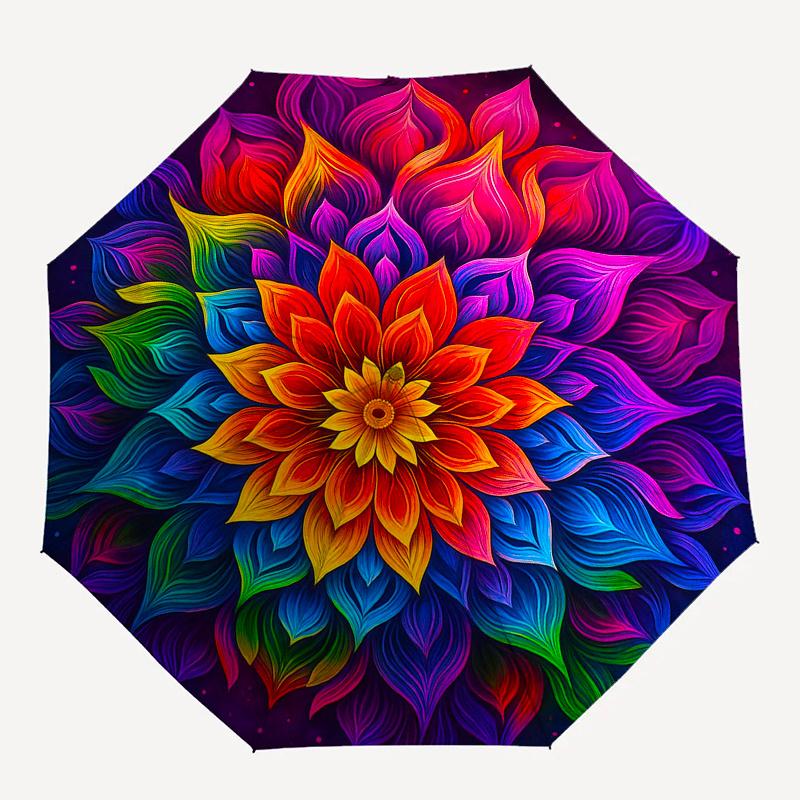 Colorful Mandala Wall Art: Vibrant Floral Decor for Any SpaceUmbrella, Portable 3-Fold Compact Umbrella for Men & Women Gift