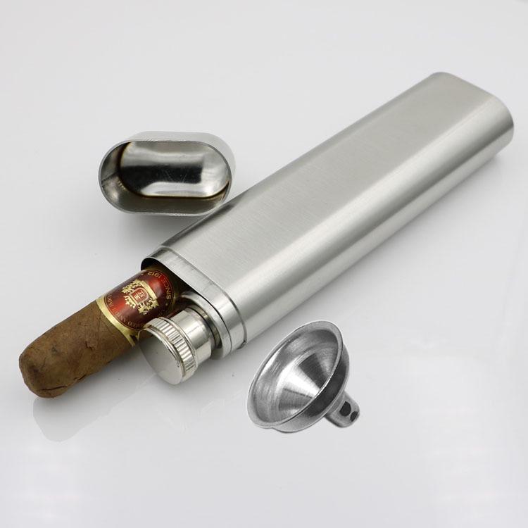 

Круглая трубка для сигар и вина [Jiu Jiu] из нержавеющей стали с воронкой, объем 2 унции Brushed Cigar Tube with Wine Tube and Funnel