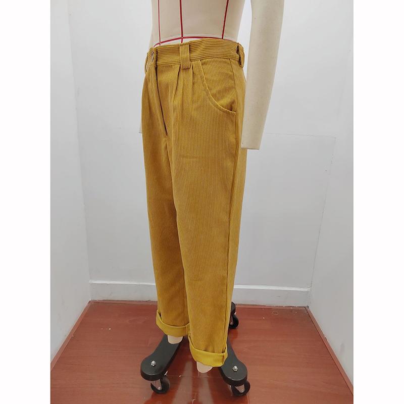 Women's Fall Corduroy Pants High Waist Relaxed Straight Leg Trousers Solid Color Casual Lounge Pant