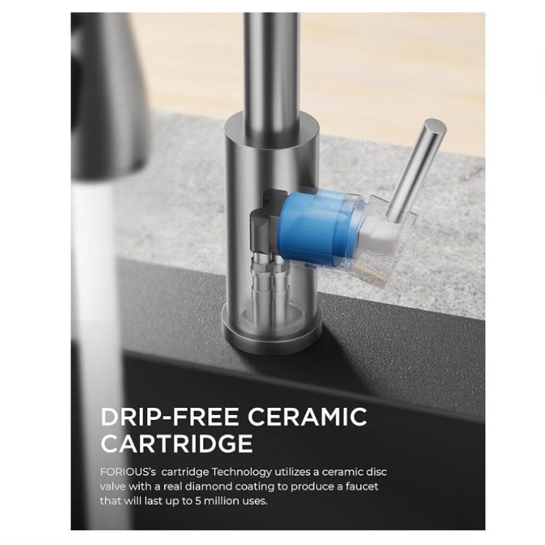 Retractable Kitchen Fixture with 360° Swivel Brushed Nickel, 3 Mode Faucet Kitchen Retractable, Stainless Steel Single Hand Dishwasher Fixture