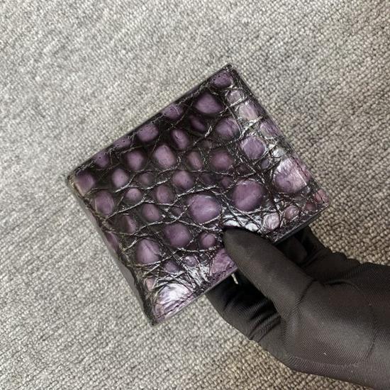 Men's Horizontal Crocodile Leather Wallet - Siamese Belly Pattern