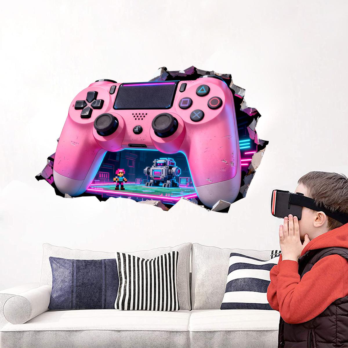 

Pink Game Console Wall Sticker Self-Adhesive Removable PVC for Bedroom Gaming Room Living Room Background Wall Home Decor Art 60x90cm разноцветный