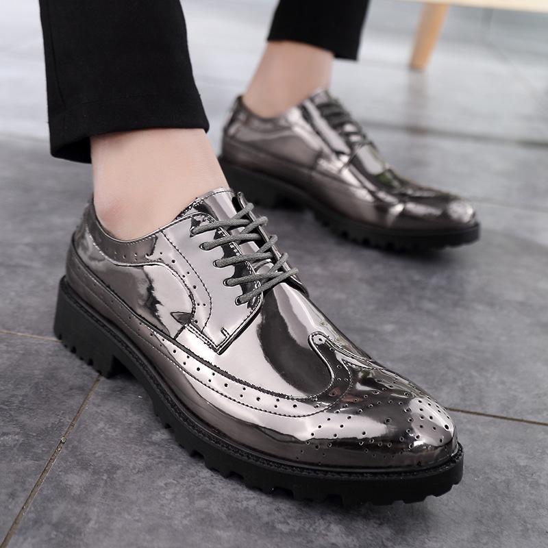 2025 Casual Leather Shoes Men superstar Brogues formal leather shoes oxford gold shoes lace-up hombres silver large size 47 ghn