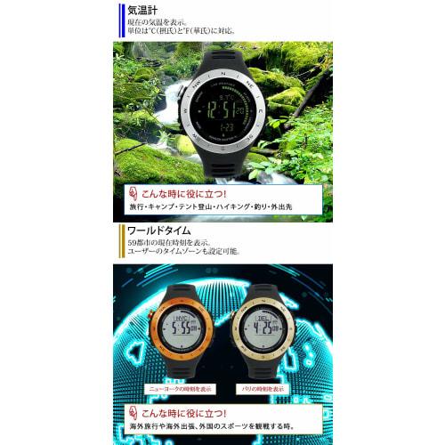 Montre numérique RadWeather avec thermomètre, podomètre et résistance à l'eau 100m (Entièrement Noir Inversé)