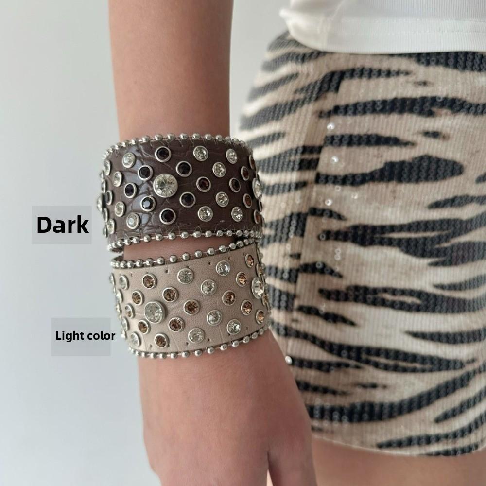 Punk Hip-Hop Strass Armband Hottie Retro Westlich Ödland Druckknopf Armband Y2k Schmuck Leder Schnalle Armband Für Frauen