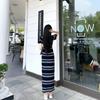Wear a Summer New Small Fragrant Style Striped Knitted Short-sleeved Dress, Temperament Hip-wrapped Long Dress, Picture Average Size