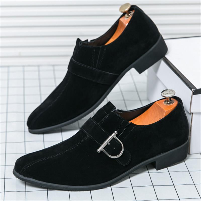 Fashion New Men's Pointed Faux Suede Leather Shoes Designer Monk Strap Loafers Formal Wedding Prom Dress Homecoming Footwear