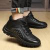 2025 New Leather Velvet Thermal Lace-up Men's Dad Cotton Shoes Men's Fur Integrated Men's Shoes