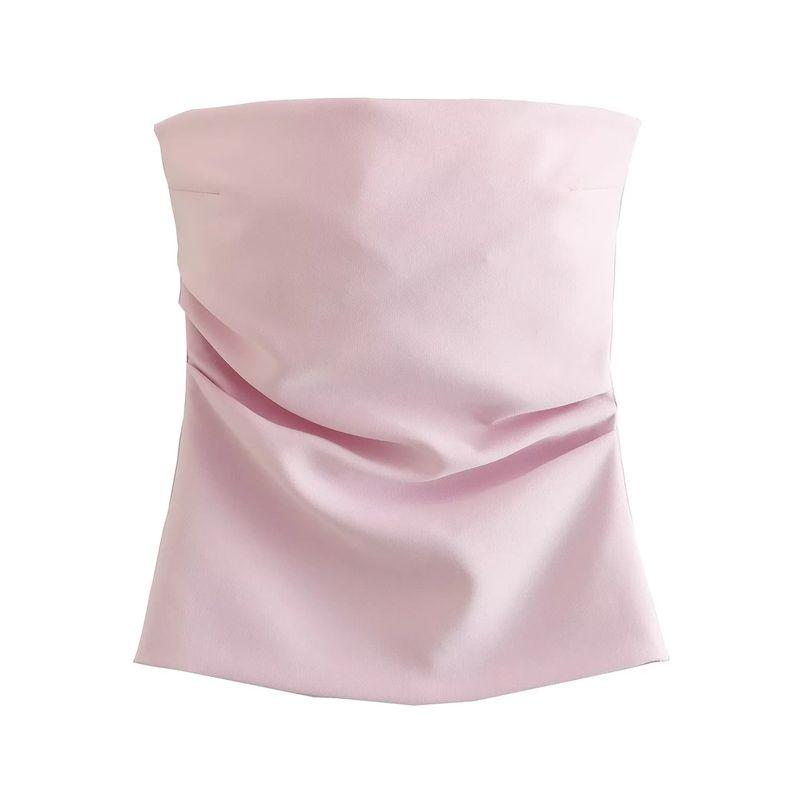 

Spring New Arrival off-Shoulder Ruched Corset Sleeveless Vest Tube Top Tops 3067089 Pink S