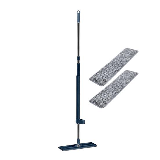 

Большая плоская швабра со сменными насадками, вращение 360°, влажная и сухая уборка, большая площадь покрытия, плоская швабра, бытовой инструмент для уборки синий