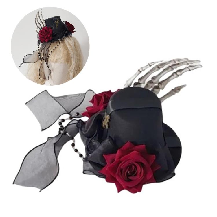 Top Hat Hair Clip Flower Ribbon Hairpin Punk Halloween Bunches Hair Clip
