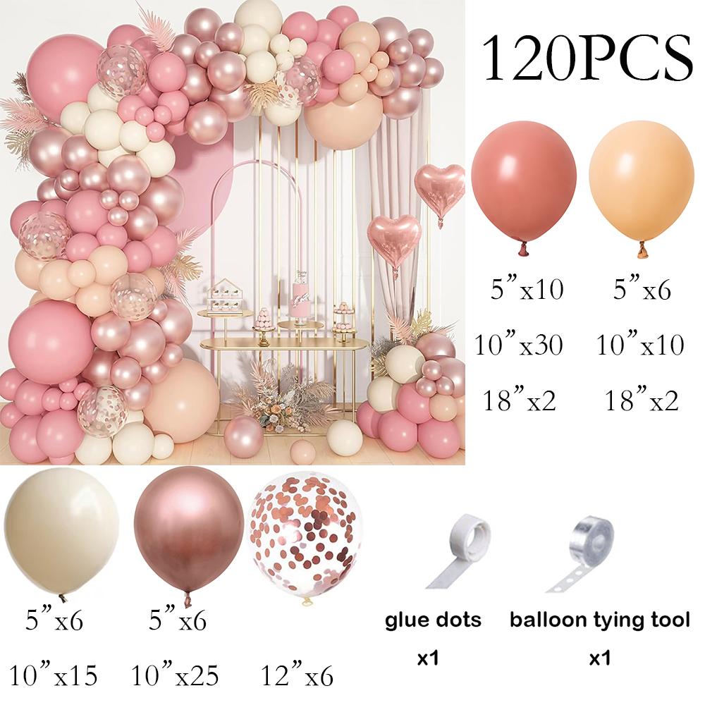 

Retro Pink Balloons Garland Skin White Sand Rose Gold Confetti Balloon Arch Kit Wedding Anniversary Birthday Party Decoration AS Picture