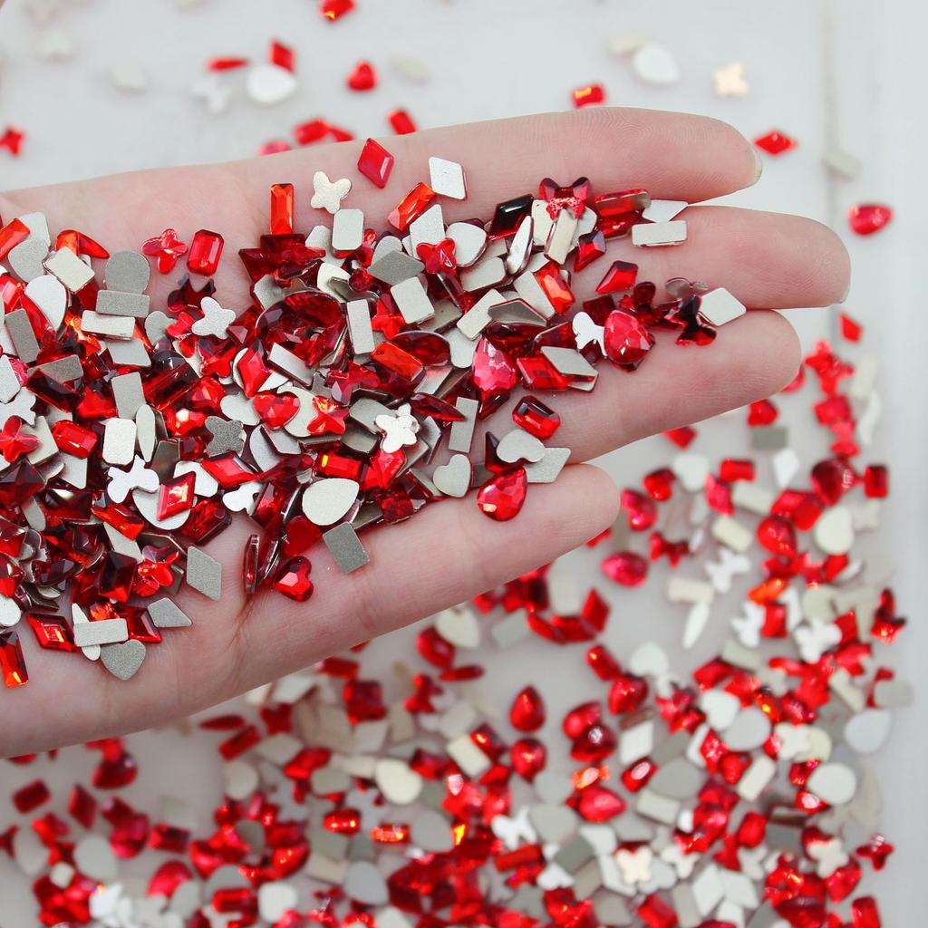 Yiwu Nail Art Diamond Mixed Mini Small Nail Art Flat Bottom Special-Shaped Diamond Mixed K9 Champagne Nail Art Jewelry