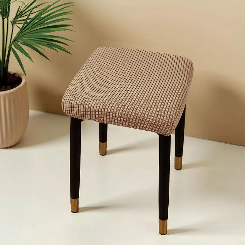 Jacquard Square Stool Covers Elastic Dust-proof and Anti-slip Stretch Chair Cover Solid Color Geometric Pattern Seat Cover