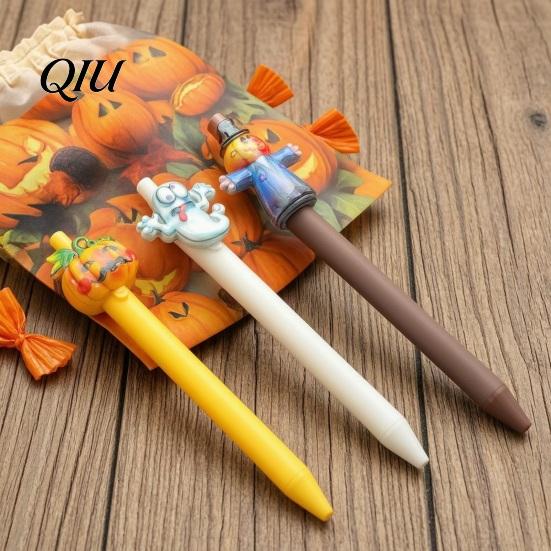 Novelty Halloween Party Favors Ballpoint Pen, Cute Ghost Skull Pumpkin Retractable Gel Ink Practical Stationery for Daily Use 0.5mm Fine Point Writing