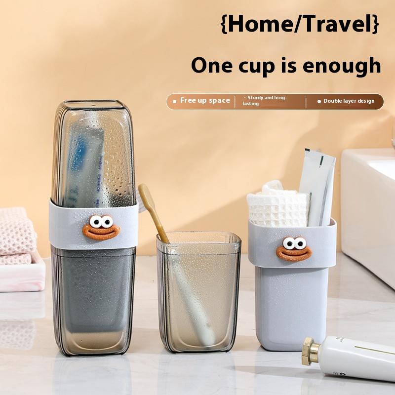 Travel Toothbrush Holder With Mouthwash Cup Portable Durable Oval-Shaped Toothpaste Storage Brushing Washing Toothware Box