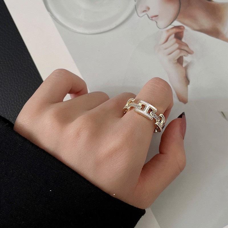 Gold Electroplated Zircon Bow Open Ring - Korean Design Luxury Jewelry