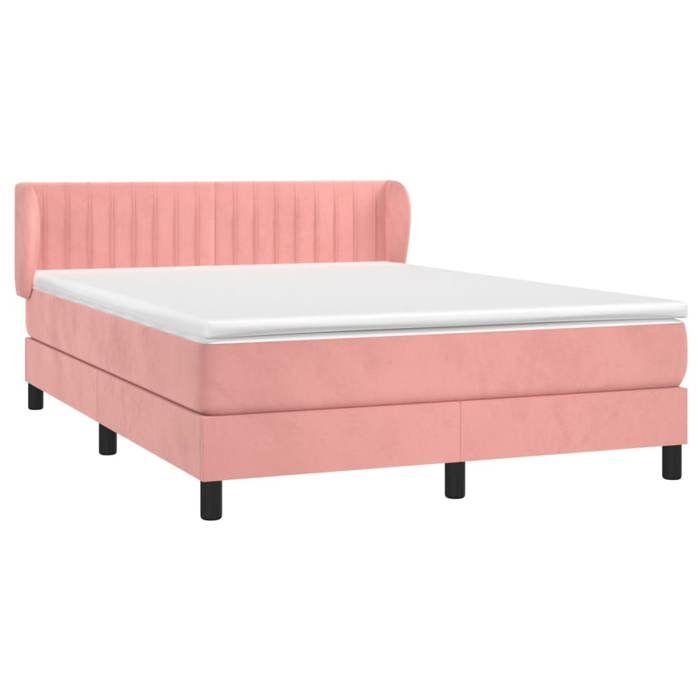 3127618 vidaXL Lit à sommier tapissier avec matelas Rose 140x200 cm Velours