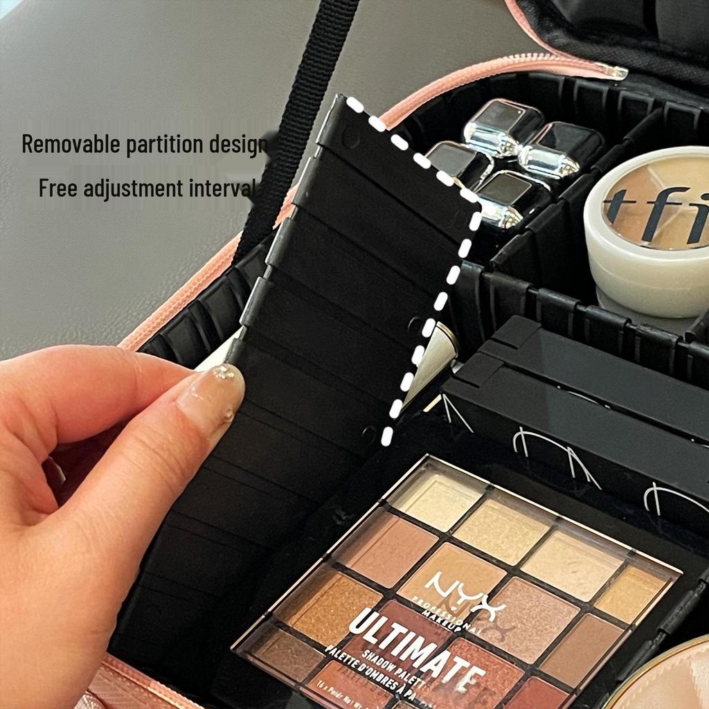 2025 New Style Women's Portable Makeup Bag - Large Capacity, Waterproof Travel Case with Mirror