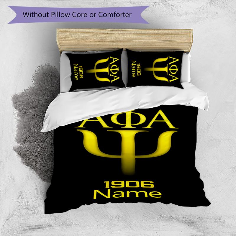3pcs Custom Name Alpha Phi Alpha Bedding Set Duvet Cover Closure Includes 1 Duvet Cover & 2 Pillowcases for All Seasons Bedroom Decor