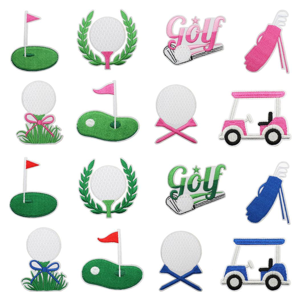 Golfbroderi Stoffklistremerke Golf Datamaskinbroderi Etikett Klær Veske Dekorasjon Flaggbroderi Klistremerke Varmepåføring