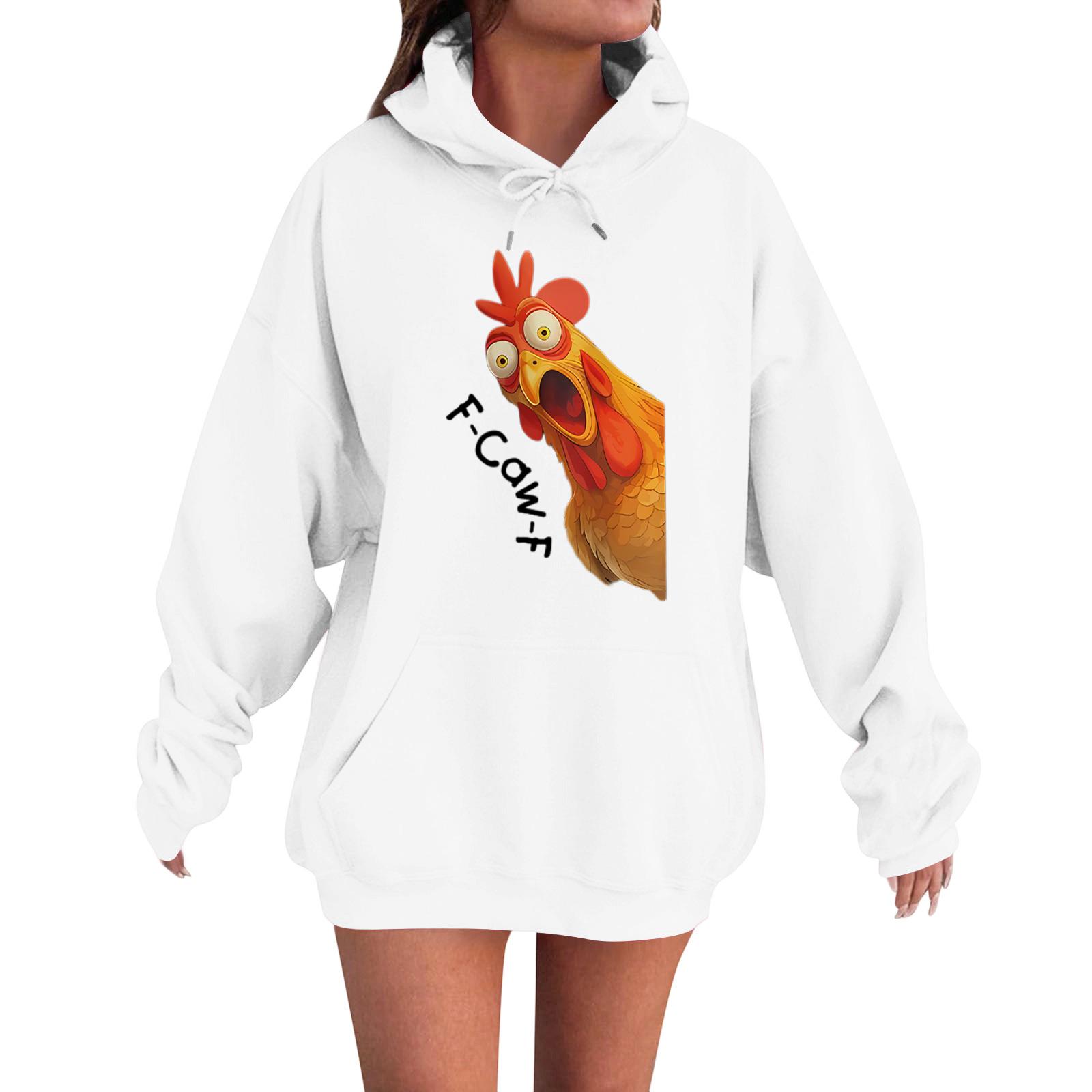 Женская модная повседневная толстовка с длинным рукавом свободного кроя с принтом M белый 2120₽