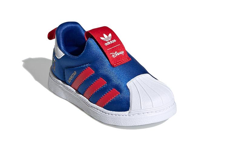 Disney x Adidas Originals SUPERSTAR 360 Slip Resistant Abrasion Resistant Low top Toddler Shoes Blue Infant And Toddler FW1990