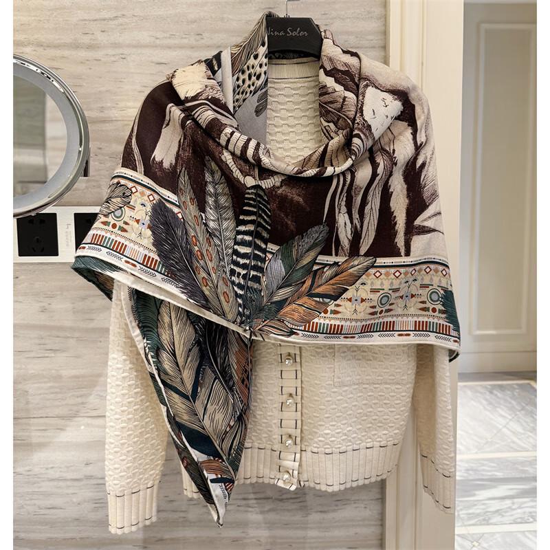 NINA SOLOR Double-Sided Silk Wool Square Shawl