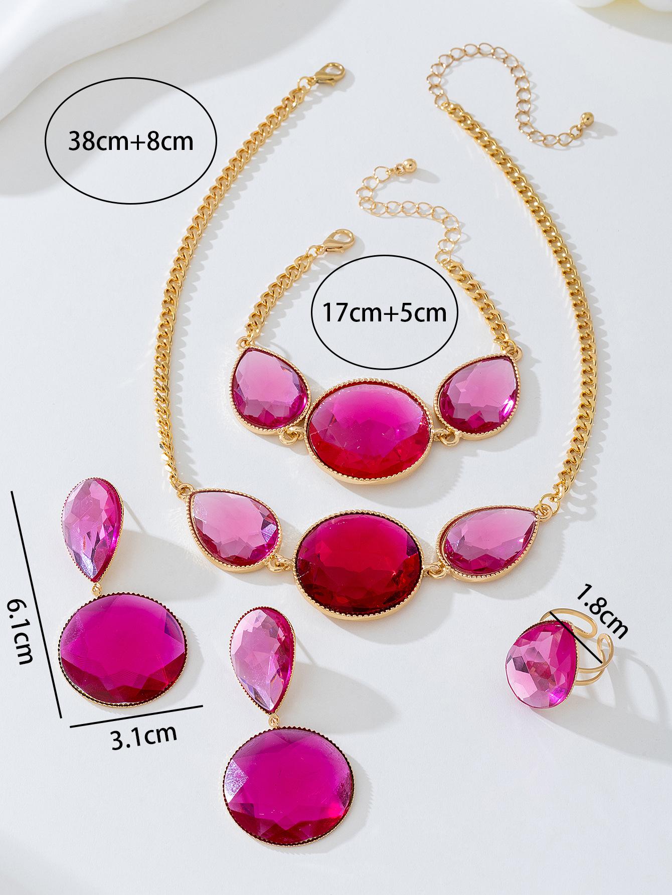 

Модный комплект ювелирных изделий ожерелье браслет серьги кольцо для женщин дамы красный