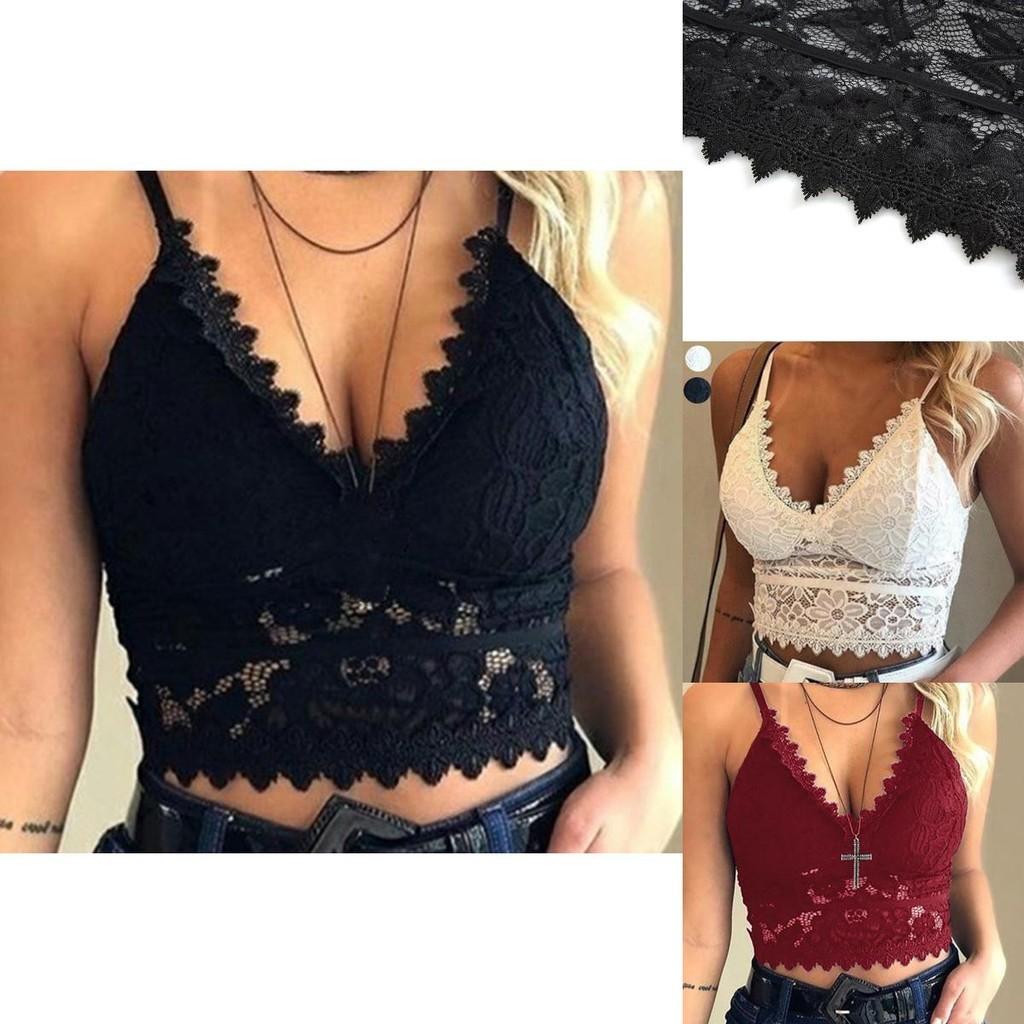 Elegant Lace Women's Bralette Cami Top With Sexy V-neck And Spaghetti Straps