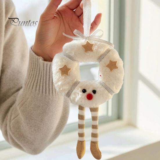 Holiday Gift Box Fillers Fluffy Christmas Hanging Ornaments, Small Wreath/Tree Plush Doll Pendant, Winter Xmas Toys for Windows Tree Decoration