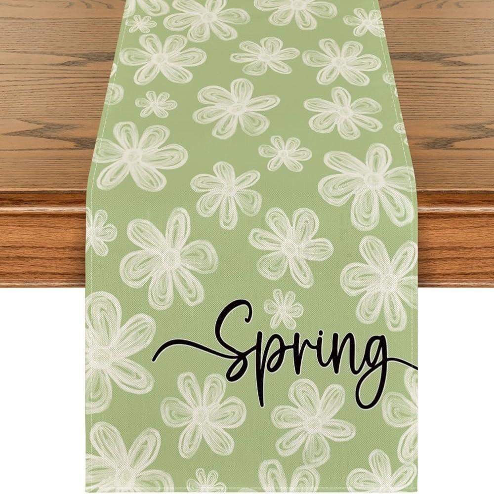 

Floral Pattern Dinning Table Runner Anti Slip Table Flag Elegant Wedding Tablecloth Holiday Party зелёный