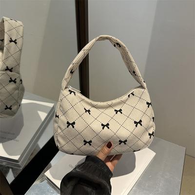 Corduroy Rhombus Bow Underarm Bag Shoulder Bag High Value Hand Bag