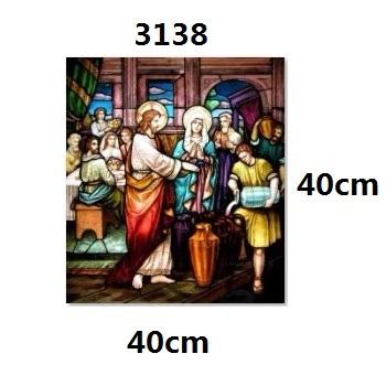 Custom Size Stained Glass Window Film Jesus Virgin Mary Static Cling Frosted Glass Decal for Home Church Door Decor