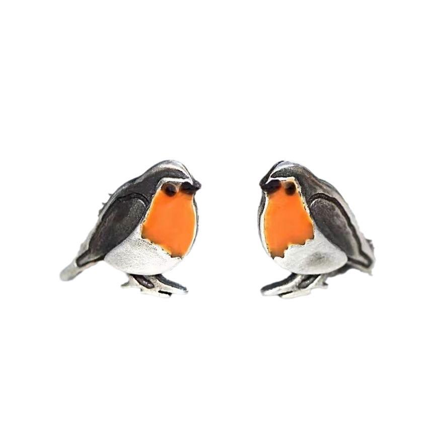 Retro Colorful Drip Oil Bird Necklace & Ring Set