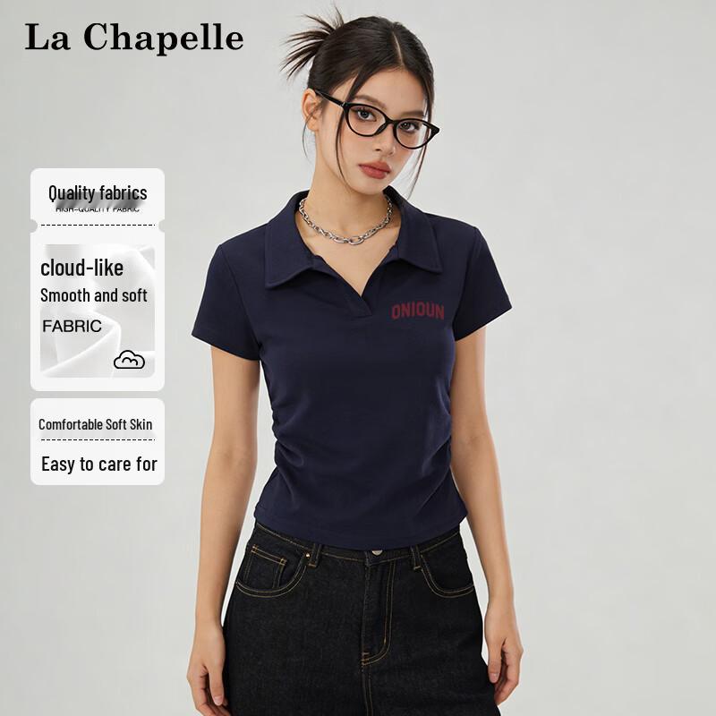 

La Chapelle Women s Cropped Lapel T-Shirt L