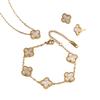 3-teiliges Schmuckset mit 18 Karat vergoldetem Kleeblatt, lichtechte Halskette, Armband, Ohrringe und Schmuckset