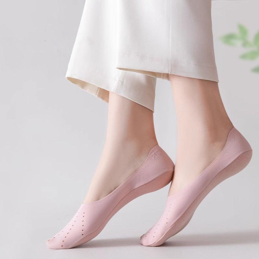 6Pairs Anti Slip Invisible Short Socks Mesh Summer Thin Socks Simple Ice Silk Boat Socks  Daily