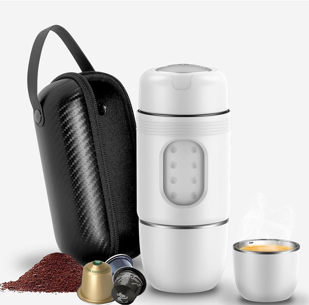 STARESSO Mini Travel Coffee Maker,2IN1 Portable Espresso Machine,Travel Gadgets Perfect for Travel,Camping,Hiking